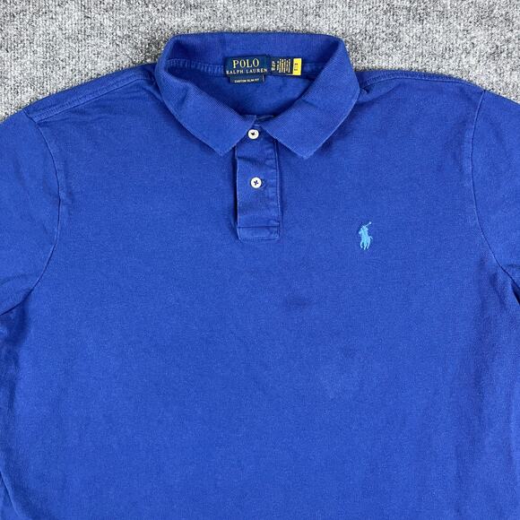 Polo Ralph Lauren Polo Mens XL Blue Custom Slim Fit Short Sleeve Casual Shirt - Picture 1 of 9